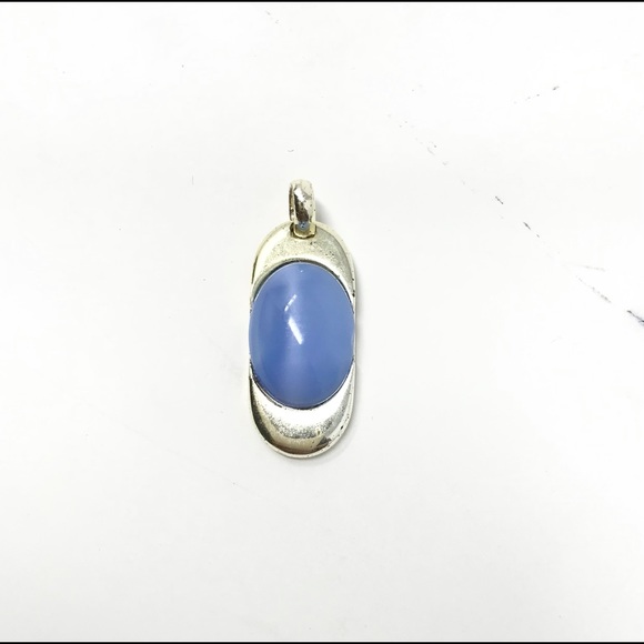 Pendant Silver Blue Marble Center